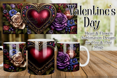 Valentine's Day Heart Mug, Sublimation Valentine Wrap, d27 Product Image 1