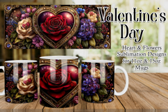Valentine's Day Heart Mug, Sublimation Valentine Wrap, d3 Product Image 1