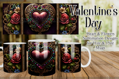 Valentine's Day Heart Mug, Sublimation Valentine Wrap, d30 Product Image 1