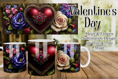 Valentine's Day Heart Mug, Sublimation Valentine Wrap, d4 Product Image 1