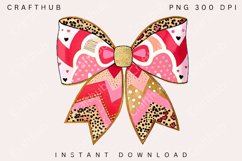 Valentine&#039;s day Heart Coquette bow PNG, Retro Valentine PNG Product Image 1