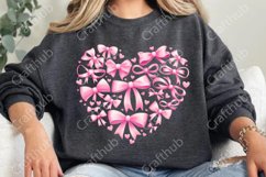 Valentine&#039;s day Heart Coquette bow Png, Retro Valentine PNG Product Image 3