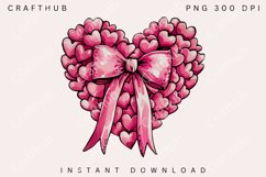 Valentine&#039;s day Heart Coquette bow Png, Retro Valentine PNG Product Image 1