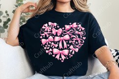 Valentine&#039;s day Heart Coquette bow Png, Retro Valentine PNG Product Image 1