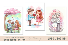 Cute Watercolor Valentine's Day Illustrations - 3 JPEGs Product Image 1