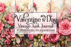 Valentine&#039;s Day, Vintage Floral Junk Journal Backgrounds, s1 Product Image 1
