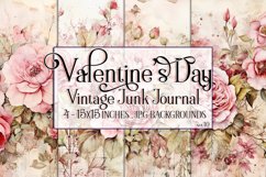 Valentine&#039;s Day, Vintage Floral Junk Journal Backgrounds, 10 Product Image 1