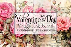 Valentine&#039;s Day, Vintage Floral Junk Journal Backgrounds, 11 Product Image 1
