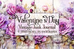 Valentine&#039;s Day, Vintage Floral Junk Journal Backgrounds, 18 Product Image 1