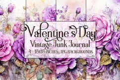 Valentine&#039;s Day, Vintage Floral Junk Journal Backgrounds, 19 Product Image 1