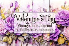 Valentine&#039;s Day, Vintage Floral Junk Journal Backgrounds, 20 Product Image 1