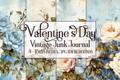 Valentine&#039;s Day, Vintage Floral Junk Journal Backgrounds, 34 Product Image 1