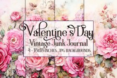 Valentine&#039;s Day, Vintage Floral Junk Journal Backgrounds, s4 Product Image 1