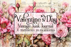 Valentine&#039;s Day, Vintage Floral Junk Journal Backgrounds, s6 Product Image 1