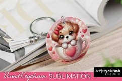 Valentines Day Keychain - Dog Sublimation Design, Round PNG