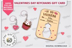 Valentines Day Keychains Gift Card Laser Cut. Valentine Gift Product Image 1