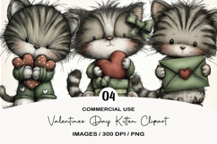 Valentines Day Kitten Clipart Product Image 1
