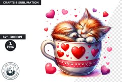 Valentines Day clipart, Kitten Clipart, cat mug sublimation Product Image 1