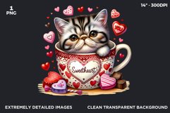 Valentines Day clipart, Kitten Clipart, cat mug sublimation Product Image 2