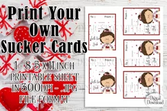 Valentine's Day, Little Girl, Printable Sucker Cards Sheet Product Image 2