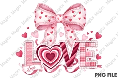 Valentines Day Love PNG with Bow &amp; Heart Product Image 1