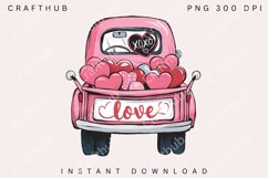 Valentine&#039;s Day Love Truck PNG, Valentines Day Sublimation Product Image 1