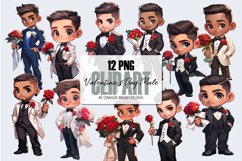 Valentine&#039;s Day Male Clipart - Chibi Man, Boy Clipart Bundle