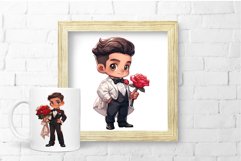 Valentines Day Male Clipart -Chibi Man Boy Clipart Bundle