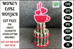Valentine's Day Money Cake like Tea of Love. Paper cutting. DIY Cake Money Holder SVG.
