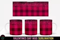 Valentine Plaid Mug Wrap Sublimation I Valentine Mugs PNG