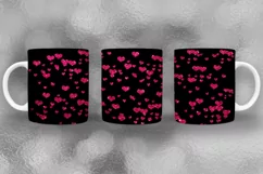 Valentine Pink Hearts Mug Wrap Sublimation I Valentine Mugs PNG