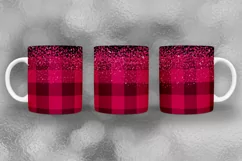 Valentine Plaid Mug Wrap Sublimation I Valentine Mugs PNG