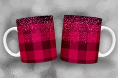 Valentine Plaid Mug Wrap Sublimation I Valentine Mugs PNG