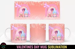 Valentine Gnome Mug Wrap Sublimation I Valentine Mugs PNG