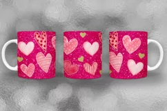 Valentine Hearts Mug Wrap Sublimation I Valentine Mugs PNG Product Image 2