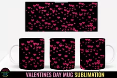 Valentine Pink Hearts Mug Wrap Sublimation I Valentine Mugs PNG