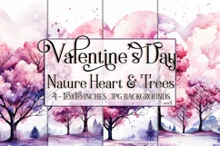 Valentine's Day, Watercolor Heart & Trees 15x15 Background 1 Product Image 1