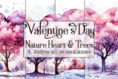 Valentine's Day, Watercolor Heart & Trees 15x15 Background 2 Product Image 1