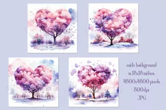 Valentine's Day, Watercolor Heart & Trees 15x15 Background 2 Product Image 2