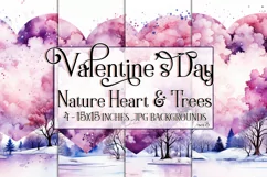 Valentine's Day, Watercolor Heart & Trees 15x15 Background 3 Product Image 1