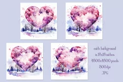 Valentine's Day, Watercolor Heart & Trees 15x15 Background 3 Product Image 2
