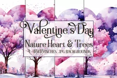 Valentine's Day, Watercolor Heart & Trees 15x15 Background 4 Product Image 1
