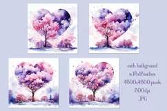 Valentine's Day, Watercolor Heart & Trees 15x15 Background 4 Product Image 2