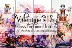 Valentine's Day, Watercolor Glass Perfume Bottles, Girly, s1 Product Image 1