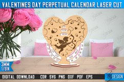Valentine&#039;s Day Heart Perpetual Calendar Laser Cut Design Product Image 1
