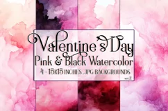 Valentine's Day, Pink Black 15x15 Watercolor Backgrounds, s2 Product Image 1