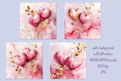 Valentine's Day, Pink & Gold Watercolor Backgrounds, s15 Product Image 2