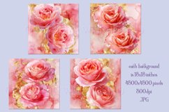 Valentine&#039;s Day, Pink &amp; Gold Watercolor Backgrounds, s17 Product Image 2