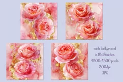 Valentine's Day, Pink & Gold Watercolor Backgrounds, s17 Product Image 2
