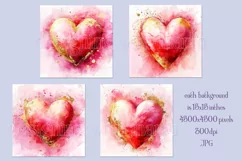 Valentine's Day, Pink & Gold Watercolor Backgrounds, s18 Product Image 2